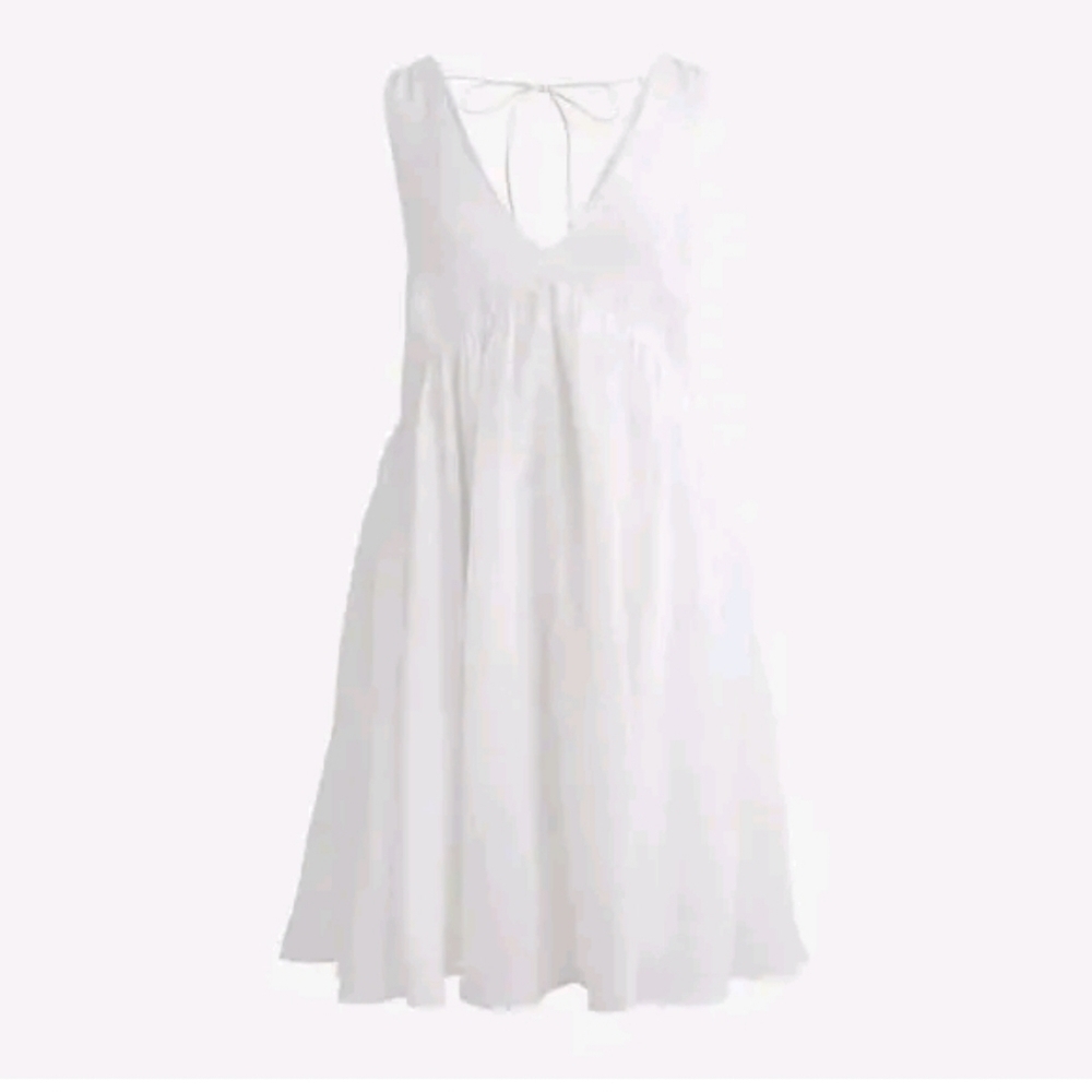 J.Crew Swingy White V-Neck Mini Dress in Tossed Floral FLAWED